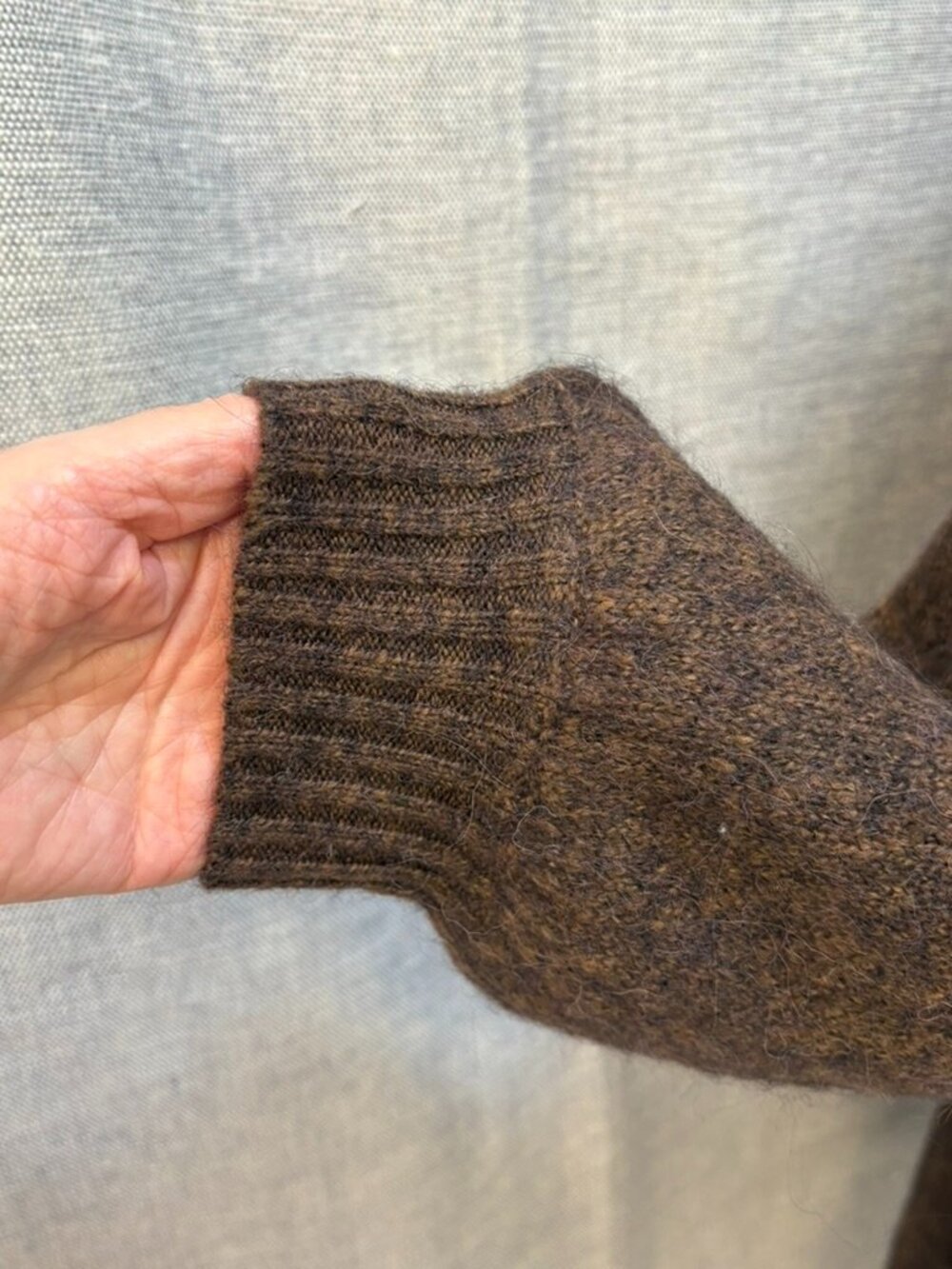 Gudrun Sjoden Canada Long Cardigan, Dark Chokolate/Melange XL - Picture 8 of 12